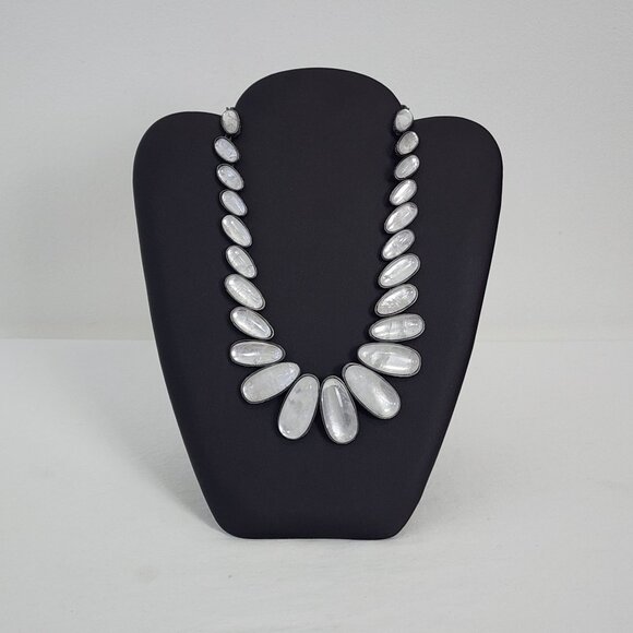 Kiam Family Natural Fire & Ice Quartz Stone Statement Necklace Adjustable Chain - Picture 1 of 12